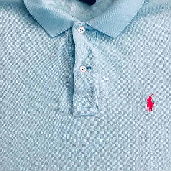 Vintage Polo Ralph Lauren Turquoise Cotton Polo Shirt Men’s Size Large - Picture 3 of 7